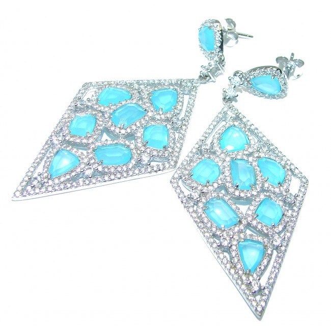 Exclusive Aquamarine .925 Sterling Silver HANDCRAFTED Earrings