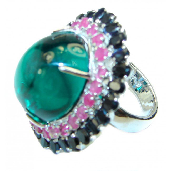 Green Beauty Malachite .925 Sterling Silver handcrafted ring size 6 3/4