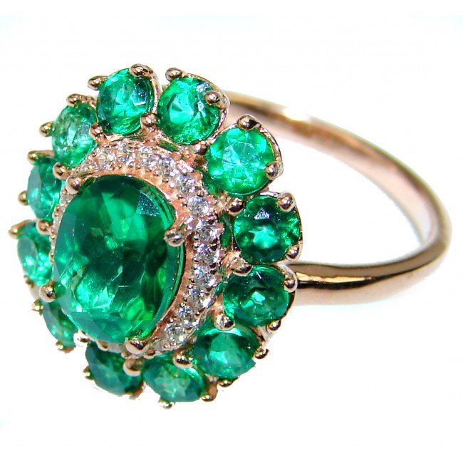Natural Chrome Diopside 14K Gold over .925 Sterling Silver handmade ring s. 7