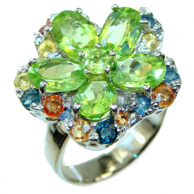 Green Power Peridot .925 Sterling Silver ring s. 6 3/4