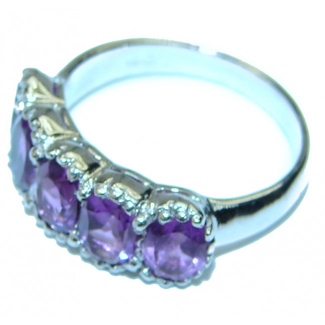 Spectacular genuine Amethyst .925 Sterling Silver Handcrafted Ring size 9