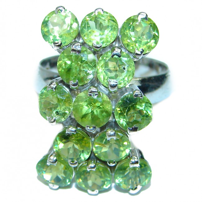 Green Peridot .925 Sterling Silver ring s. 7 3/4