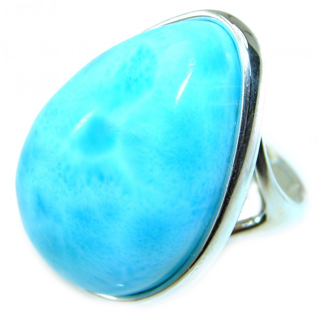 Precious authentic Blue Larimar .925 Sterling Silver handmade ring size 6