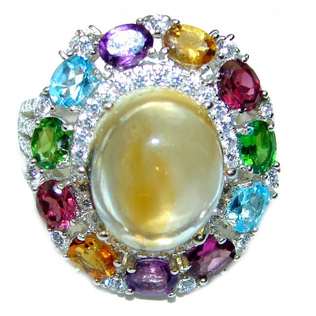 Royal Style 11.5 carat Citrine .925 Sterling Silver handmade Ring s. 6 1/4