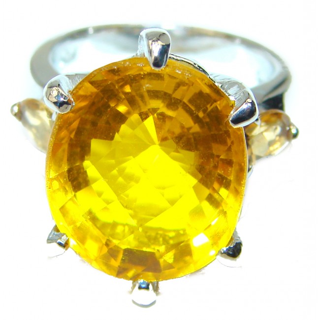 Vivit Yellow Topaz .925 Sterling Silver handcrafted Large ring; s. 5 3/4