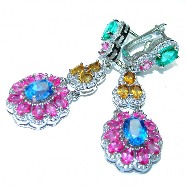 Josephine Genuine 18.5 carat Swiss Blue Topaz .925 Sterling Silver handcrafted earrings