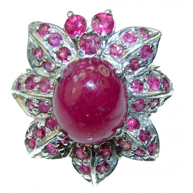 Great quality unique design Ruby .925 Sterling Silver handcrafted Ring size 6 3/4