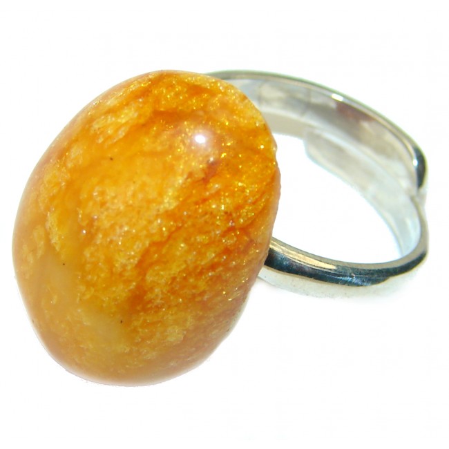 Authentic Butterscotch Baltic Amber .925 Sterling Silver handcrafted ring; s. 7 ADJUSTABLE