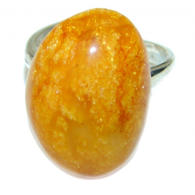 Authentic Butterscotch Baltic Amber .925 Sterling Silver handcrafted ring; s. 7 ADJUSTABLE