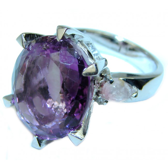 Spectacular Amethyst .925 Sterling Silver Handcrafted Large Ring size 5 3/4