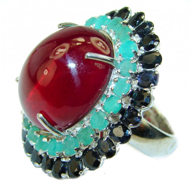 Huge Incredible authentic Ruby .925 Sterling Silver handcarfted Ring size 6