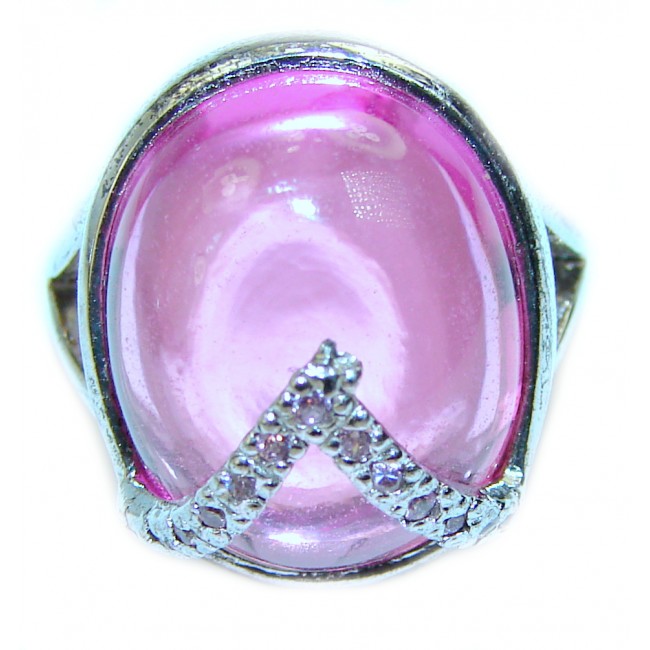 Sweet Candy Pink Topaz .925 Silver handcrafted Cocktail Ring s. 7