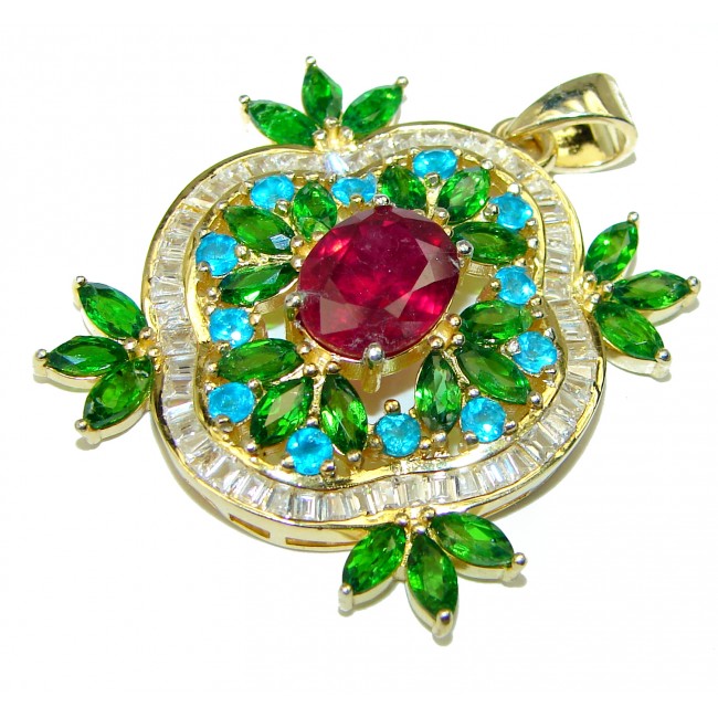 Best quality Genuine Ruby 14K Gold over .925 Sterling Silver handcrafted pendant