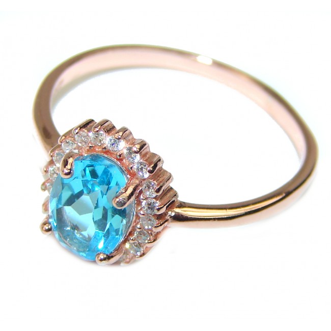 Pacifica genuine Swiss Blue 14K Gold over .925 Sterling Silver handmade Ring size 9