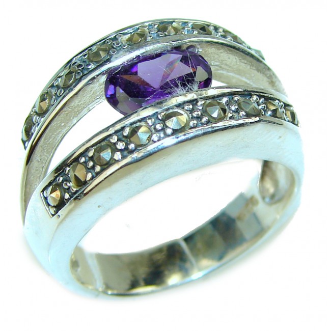 Purple Amethyst .925 Sterling Silver Handcrafted Ring size 8