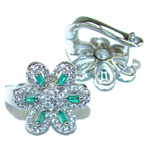 Green Melody Emerald .925 Sterling Silver handcrafted incredible earrings