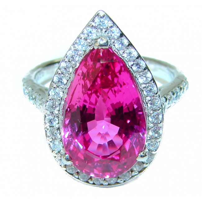 Mesmerizing 20.8 carat Pink Topaz .925 Sterling Silver handmade Ring size 6 3/4