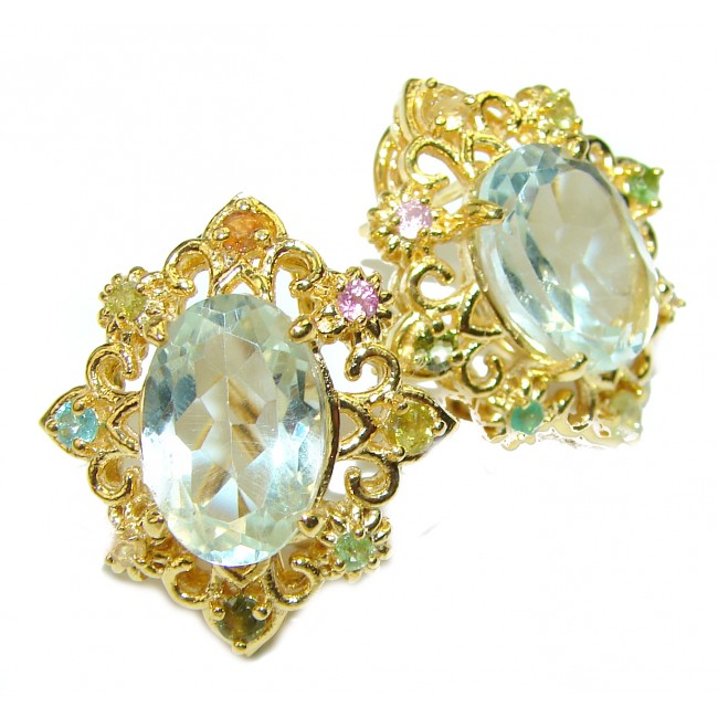 Adeline Green Amethyst 14k Gold over .925 Sterling Silver handcrafted earrings