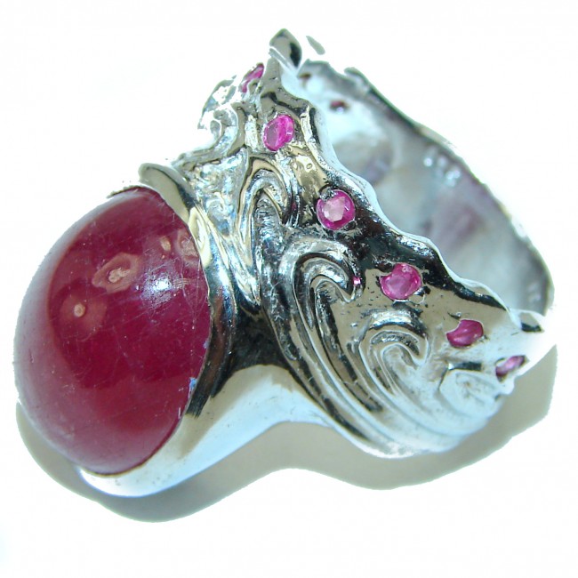 Fancy Authentic Ruby .925 Sterling Silver handmade Ring size 8 3/4