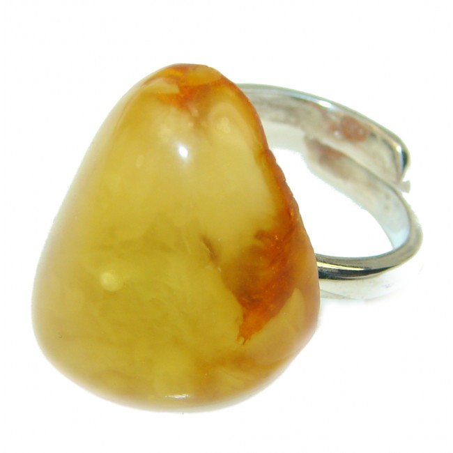Authentic Baltic Amber .925 Sterling Silver handcrafted ring; s. 7 1/2