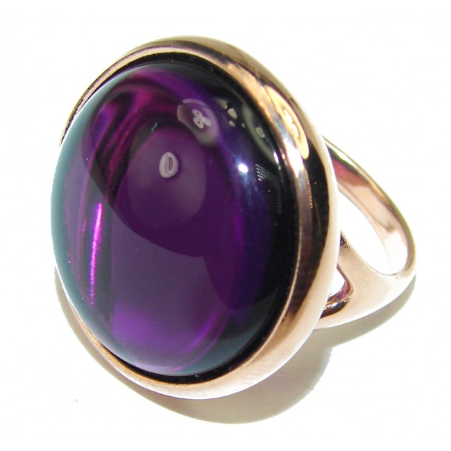 Spectacular Amethyst 14K Gold over .925 Sterling Silver Handcrafted Large Ring size 6