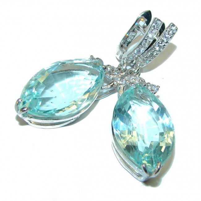 Clear Water Drops Aquamarine .925 Sterling Silver handcrafted Earrings