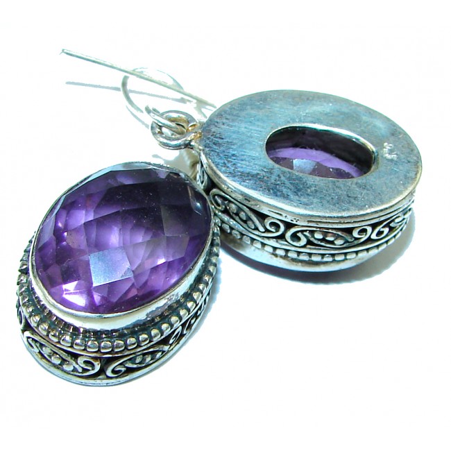 Incredible authentic Amethyst .925 Sterling Silver handcrafted earrings