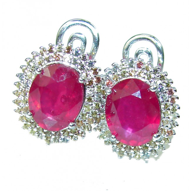 True Passion authentic Ruby Sapphire .925 Sterling Silver handcrafted earrings
