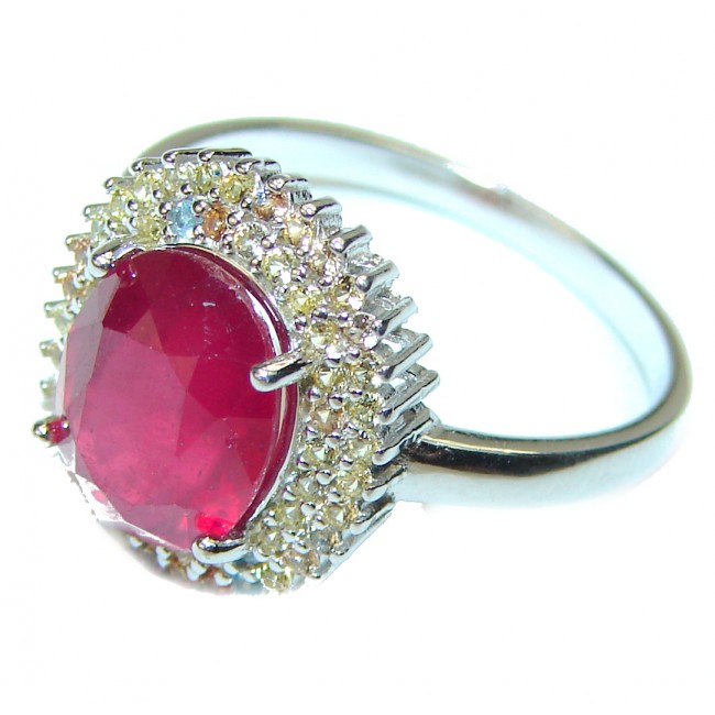 Fancy Authentic Ruby Sapphire .925 Sterling Silver Ring size 8