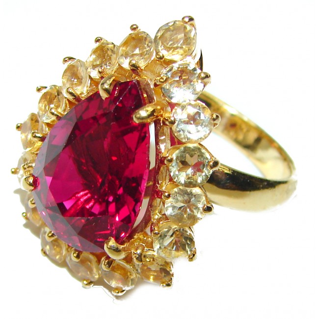 Passionate Love Red Topaz 14K Gold over .925 Sterling Silver Ring size 8