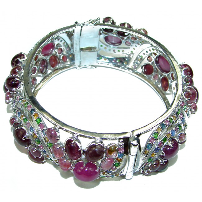 Spectacular authentic Ruby Tourmaline .925 Sterling Silver handmade bangle Bracelet