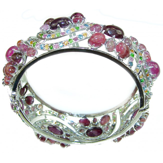 Spectacular authentic Ruby Tourmaline .925 Sterling Silver handmade bangle Bracelet