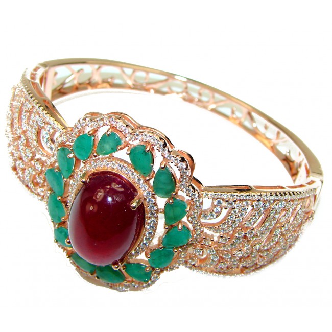 Bianca Luxury Authentic Kashmir Ruby 14K Gold over .925 Sterling Silver handmade Bracelet