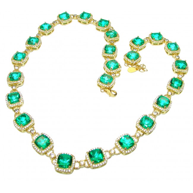 Green Topaz 14K Gold over .925 Sterling Silver handcrafted incredible necklace