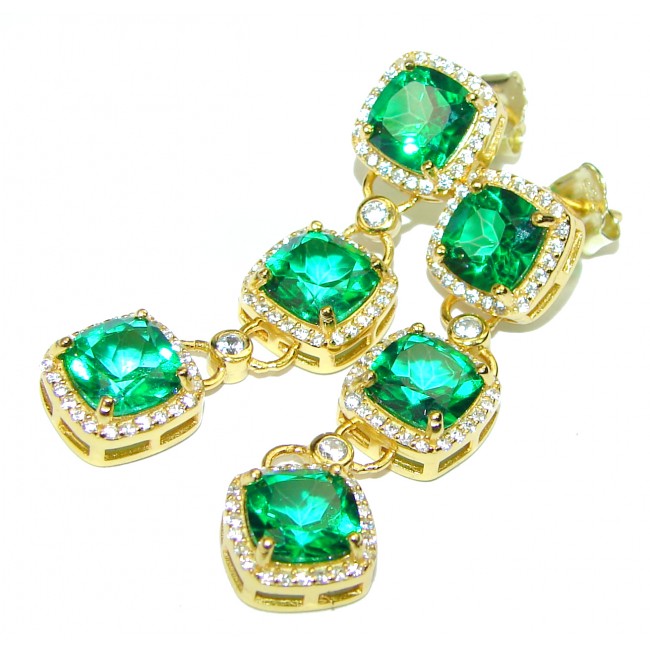 Juicy Green Topaz 14K Gold over .925 Sterling Silver handcrafted incredible earrings