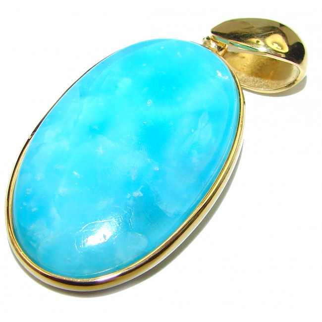 Great quality Larimar 14K Gold over .925 Sterling Silver handmade pendant