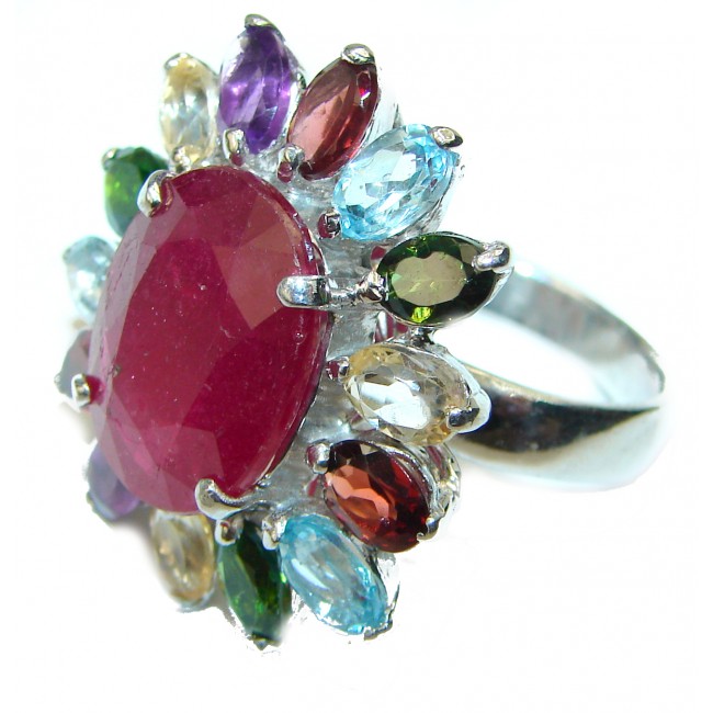 Great quality unique design Ruby .925 Sterling Silver handcrafted Ring size 8 1/4