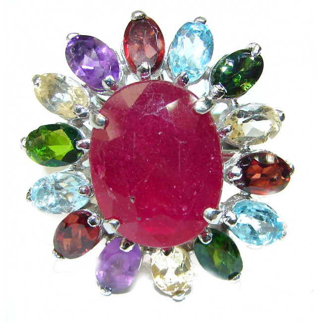 Great quality unique design Ruby .925 Sterling Silver handcrafted Ring size 8 1/4