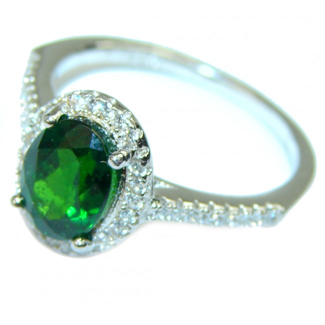 Special Chrome Diopside .925 Sterling Silver handmade ring s. 6 1/4