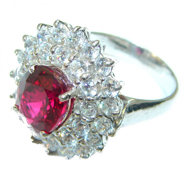 Mesmerizing Vivid Red Topaz .925 Sterling Silver Ring size 7 1/4