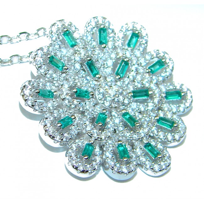 Green Melody Emerald .925 Sterling Silver handcrafted necklace