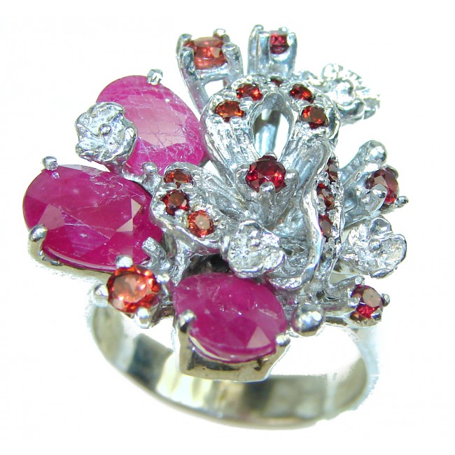 Fancy Authentic Ruby .925 Sterling Silver Ring size 9