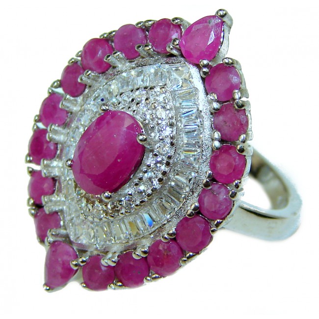 Great quality unique design Ruby .925 Sterling Silver handcrafted Ring size 6