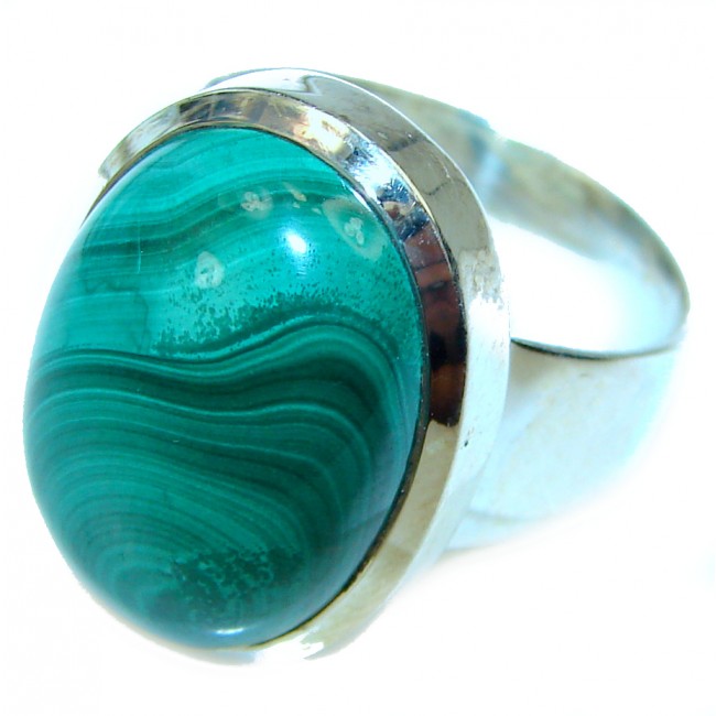 Green Beauty Malachite .925 Sterling Silver handcrafted ring size 7