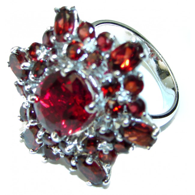 Authentic Raspberry Rouge Red Topaz .925 Sterling Silver Ring size 8
