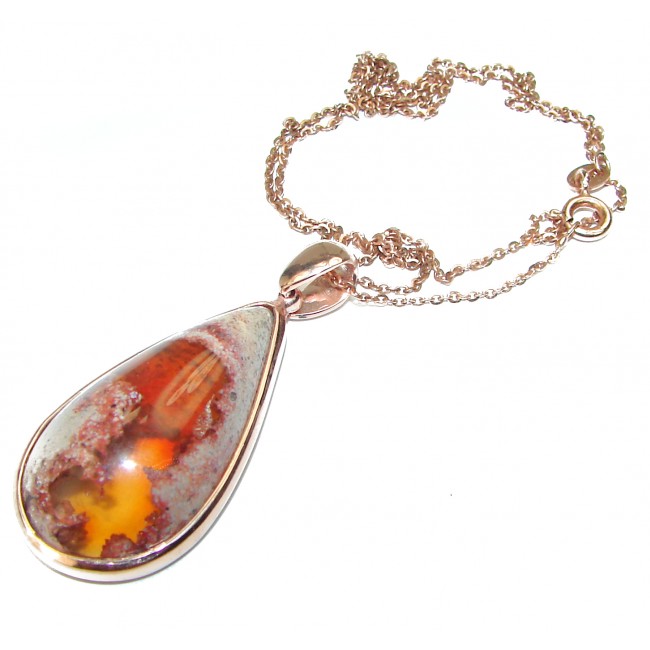 Mexican Opal 14K Rose Gold over .925 Sterling Silver brilliantly handcrafted necklace