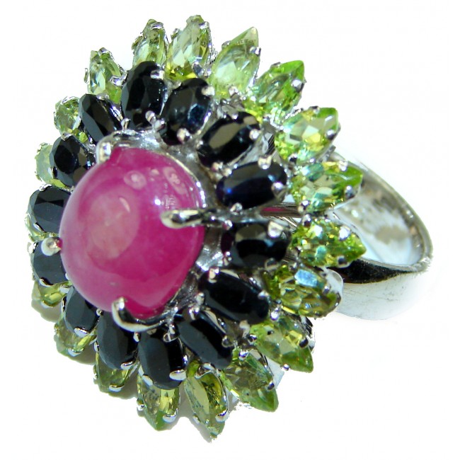 12.3 carat Star Ruby .925 Sterling Silver handcrafted Statement Ring size 8