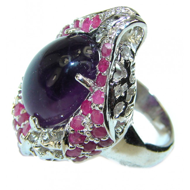 Spectacular Amethyst Ruby .925 Sterling Silver Handcrafted Ring size 8