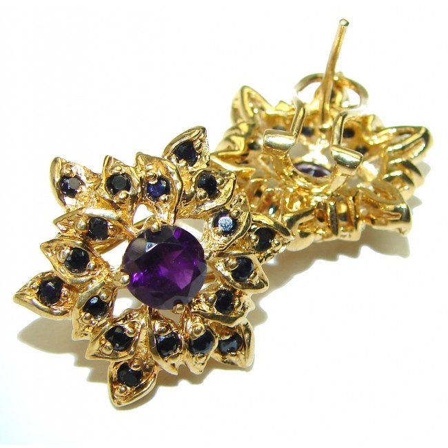 Purple Star authentic Amethyst 14K Gold over .925 Sterling Silver handcrafted earrings