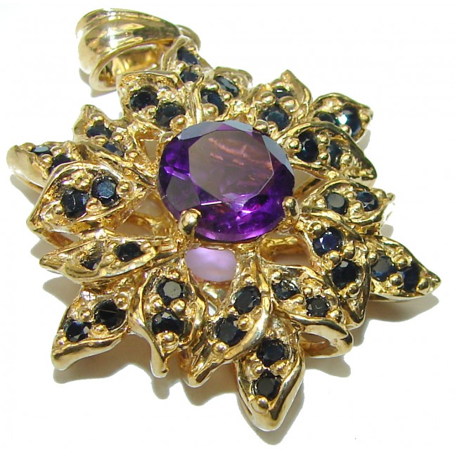Purple Star authentic Amethyst 14K Gold over .925 Sterling Silver handcrafted Pendant